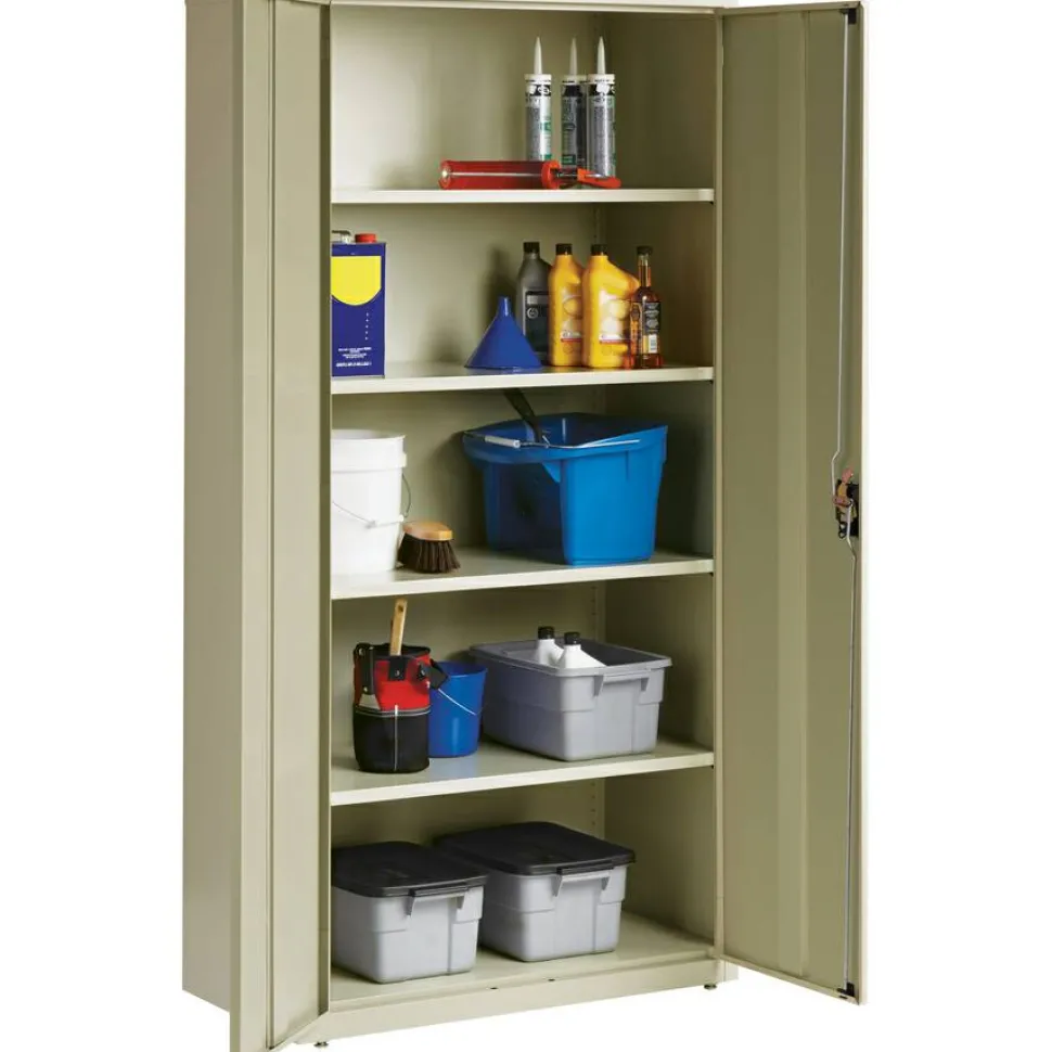 Lorell Fortress Series Steel Storage Cabinet, 5-Shelf, 18"D, Putty