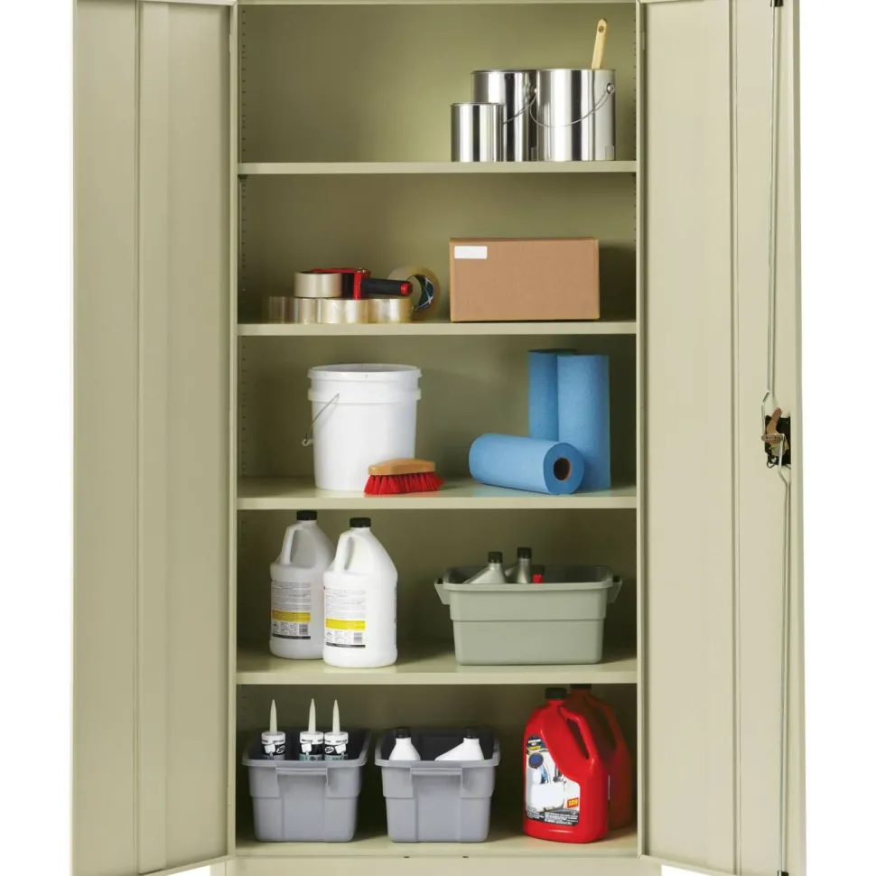 Lorell Fortress Series Steel Storage Cabinet, 5-Shelf, 18"D, Putty
