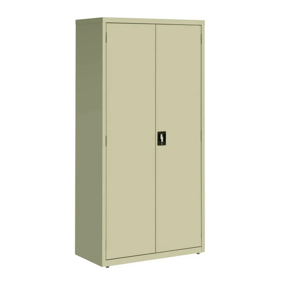 Lorell Fortress Series Steel Storage Cabinet, 5-Shelf, 18"D, Putty