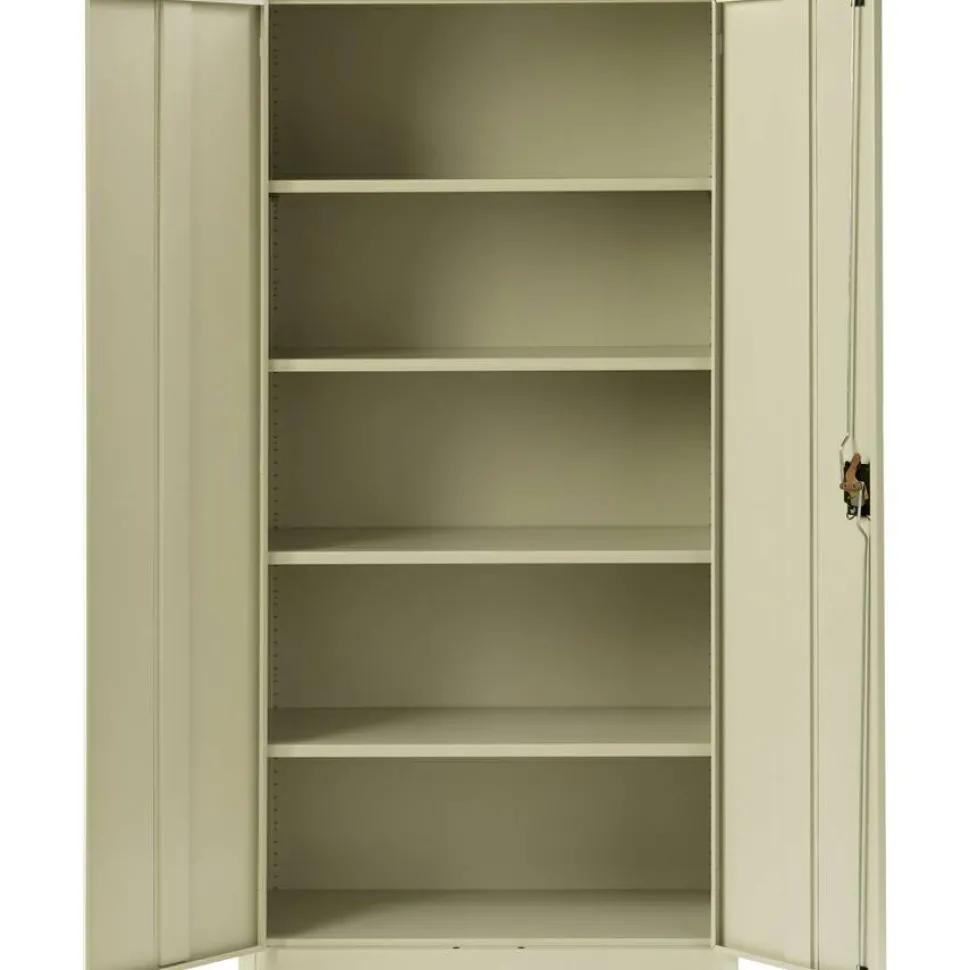 Lorell Fortress Series Steel Storage Cabinet, 5-Shelf, 18"D, Putty