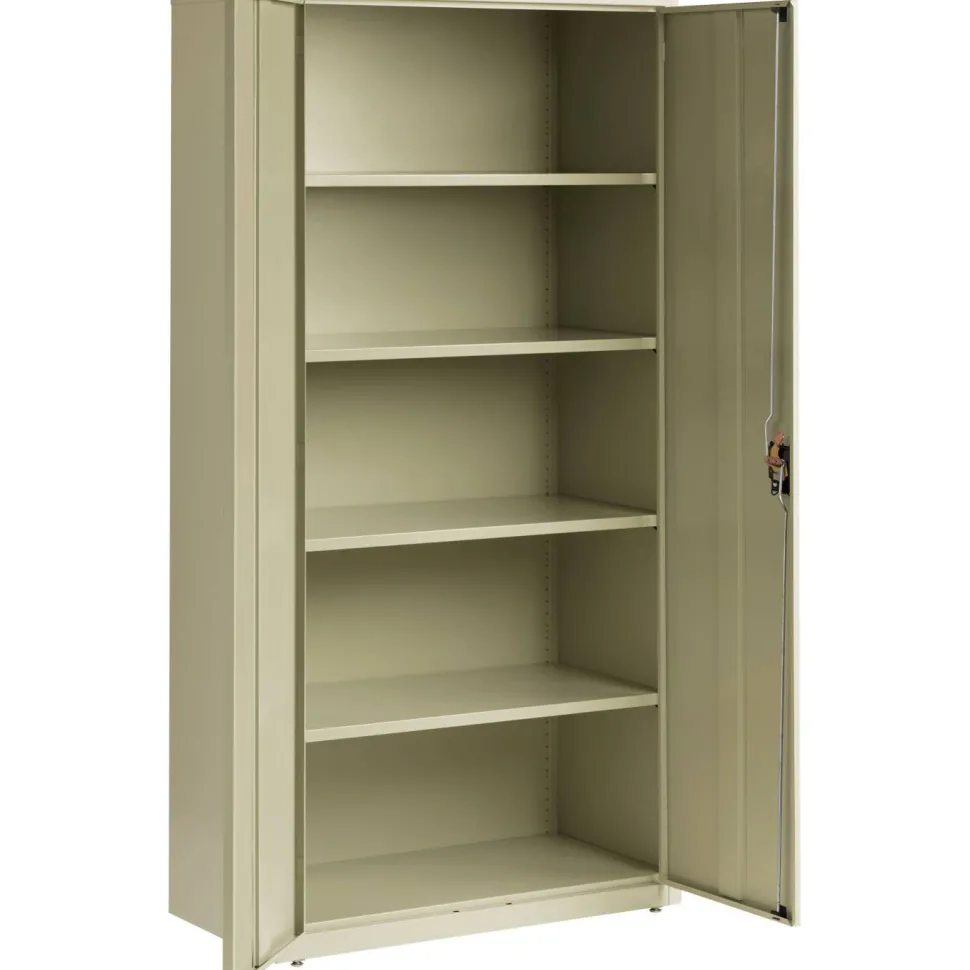 Lorell Fortress Series Steel Storage Cabinet, 5-Shelf, 18"D, Putty