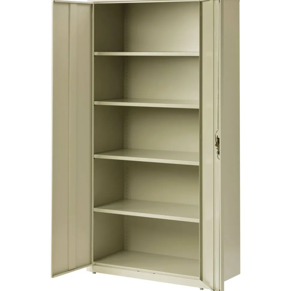 Lorell Fortress Series Steel Storage Cabinet, 5-Shelf, 18"D, Putty