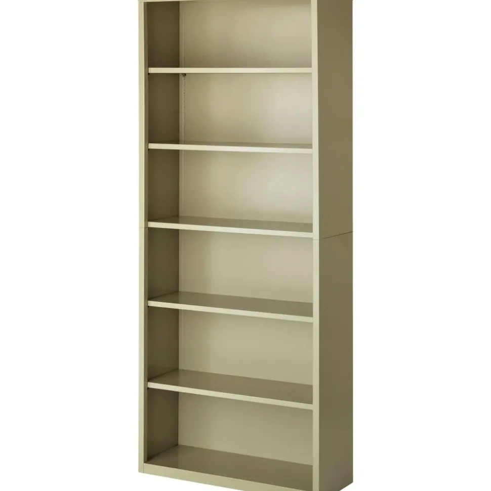 Lorell Fortress Series Steel Modular Shelving Bookcase, 6-Shelf, 82"H x 34-1/2"W x 13"D, Putty