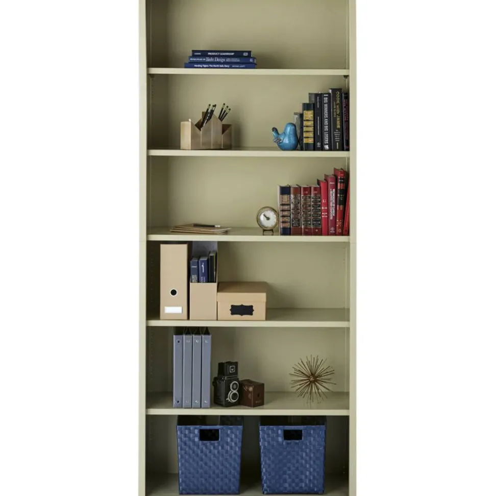 Lorell Fortress Series Steel Modular Shelving Bookcase, 6-Shelf, 82"H x 34-1/2"W x 13"D, Putty