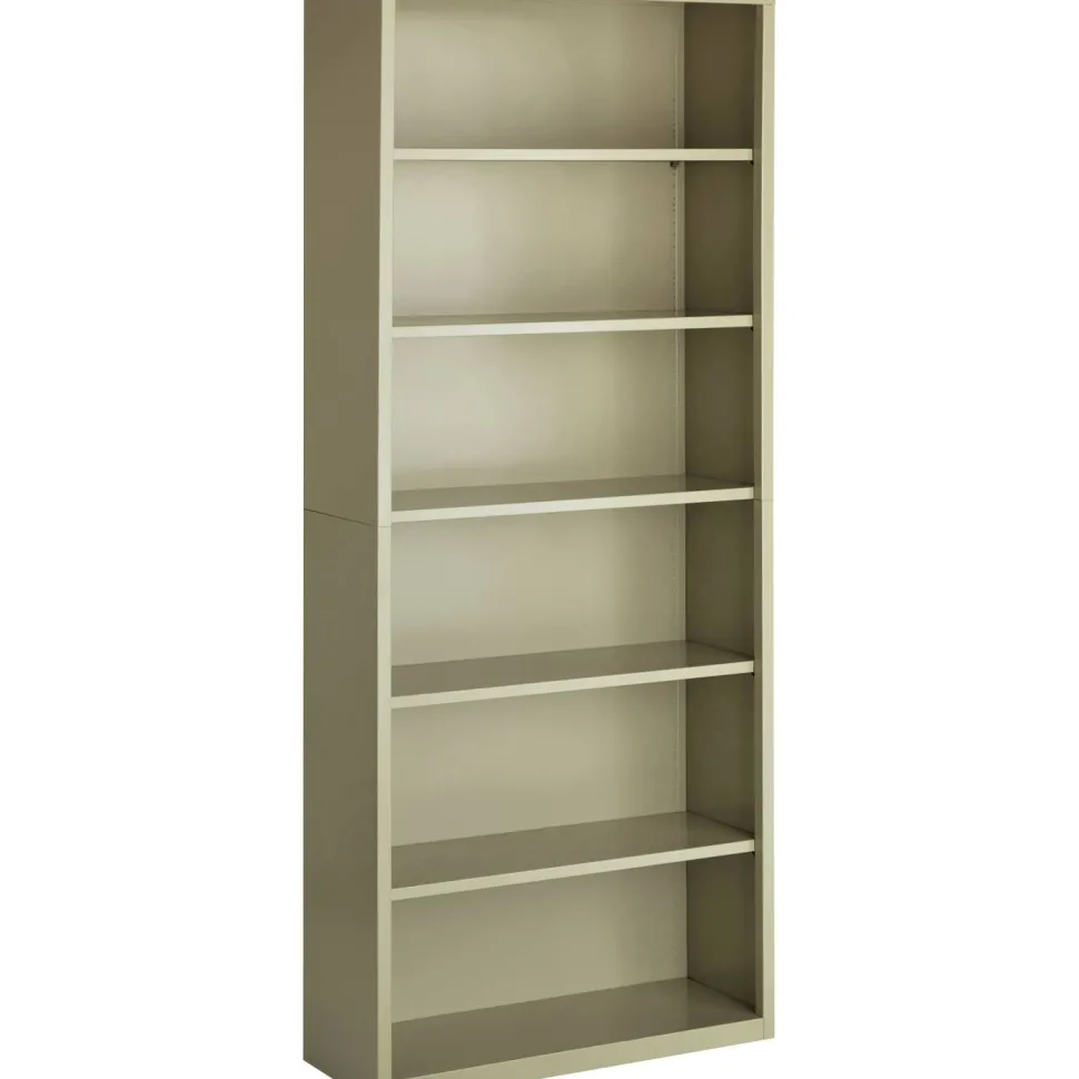 Lorell Fortress Series Steel Modular Shelving Bookcase, 6-Shelf, 82"H x 34-1/2"W x 13"D, Putty