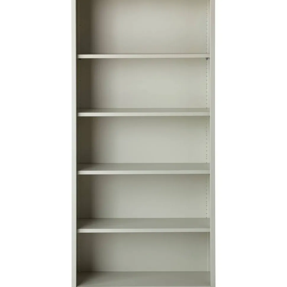Lorell Fortress Series Steel Modular Shelving Bookcase, 5-Shelf, 72"H x 34-1/2"W x 13"D, Light Gray