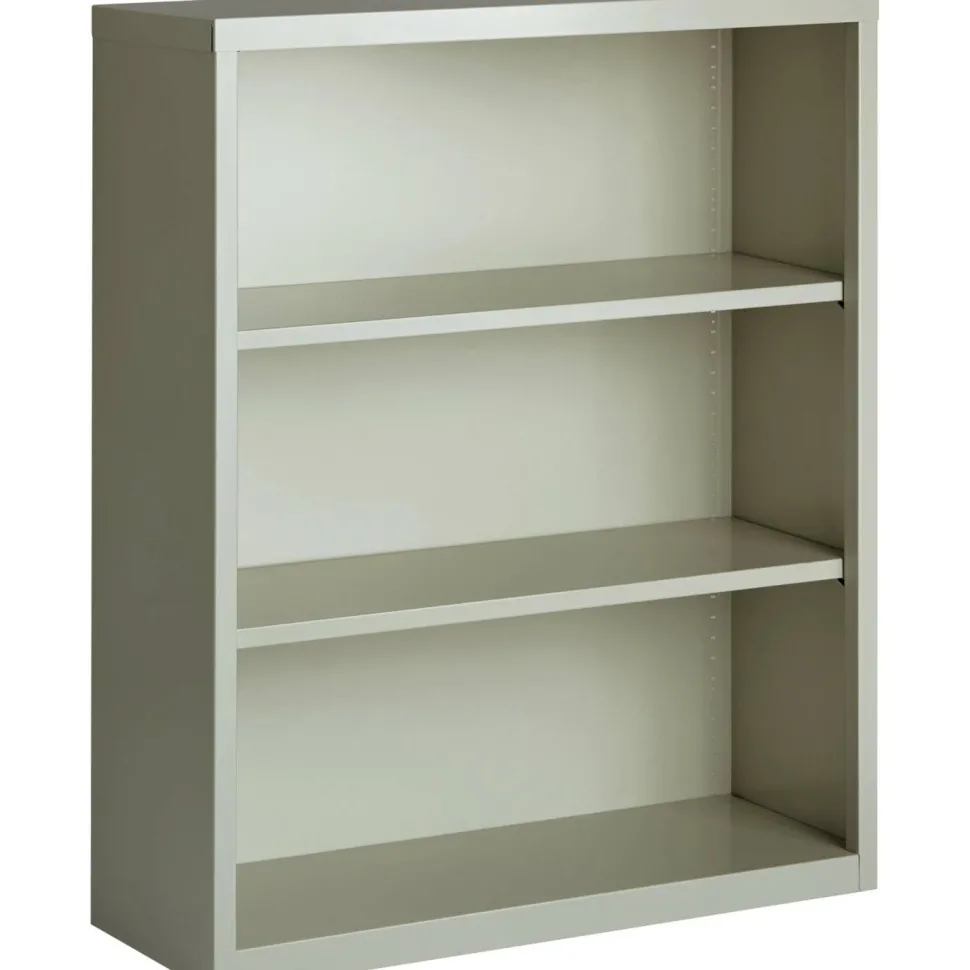 Lorell Fortress Series Steel Modular Shelving Bookcase, 3-Shelf, 42-1/2"H x 34-1/2"W x 13"D, Light Gray