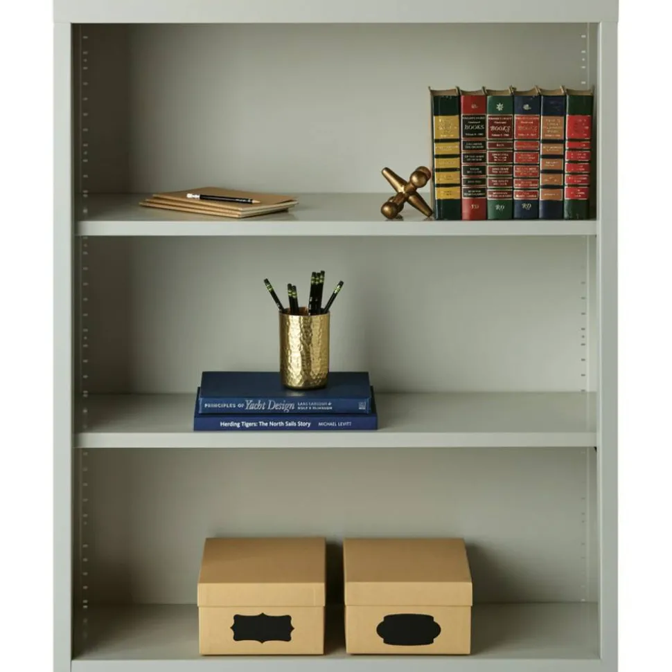 Lorell Fortress Series Steel Modular Shelving Bookcase, 3-Shelf, 42-1/2"H x 34-1/2"W x 13"D, Light Gray
