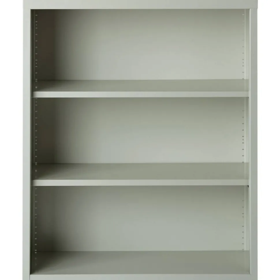 Lorell Fortress Series Steel Modular Shelving Bookcase, 3-Shelf, 42-1/2"H x 34-1/2"W x 13"D, Light Gray