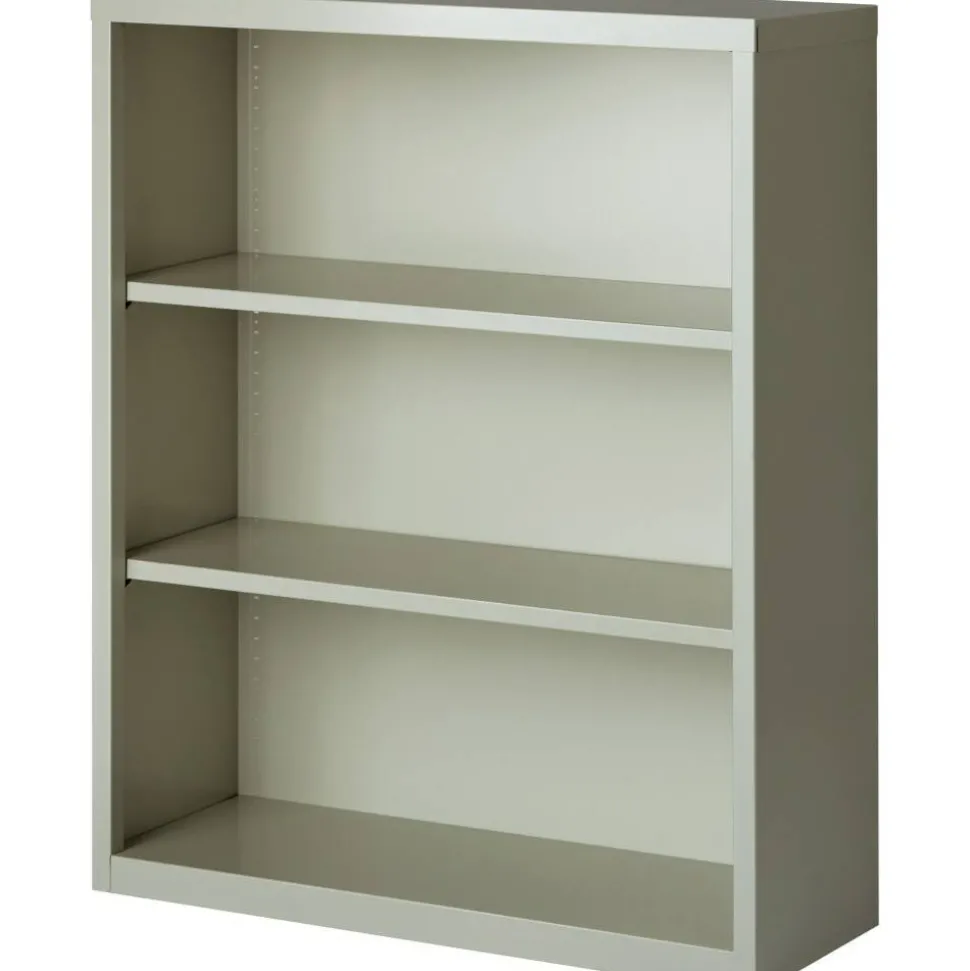 Lorell Fortress Series Steel Modular Shelving Bookcase, 3-Shelf, 42-1/2"H x 34-1/2"W x 13"D, Light Gray