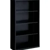 Lorell Fortress Series Steel Modular Shelving Bookcase, 4-Shelf, 60"H x 34-1/2"W x 13"D, Black