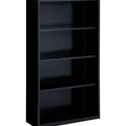 Lorell Fortress Series Steel Modular Shelving Bookcase, 4-Shelf, 60"H x 34-1/2"W x 13"D, Black