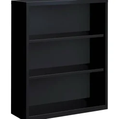Lorell Fortress Series Steel Modular Shelving Bookcase, 3-Shelf, 42"H x 34-1/2"W x 13"D, Black
