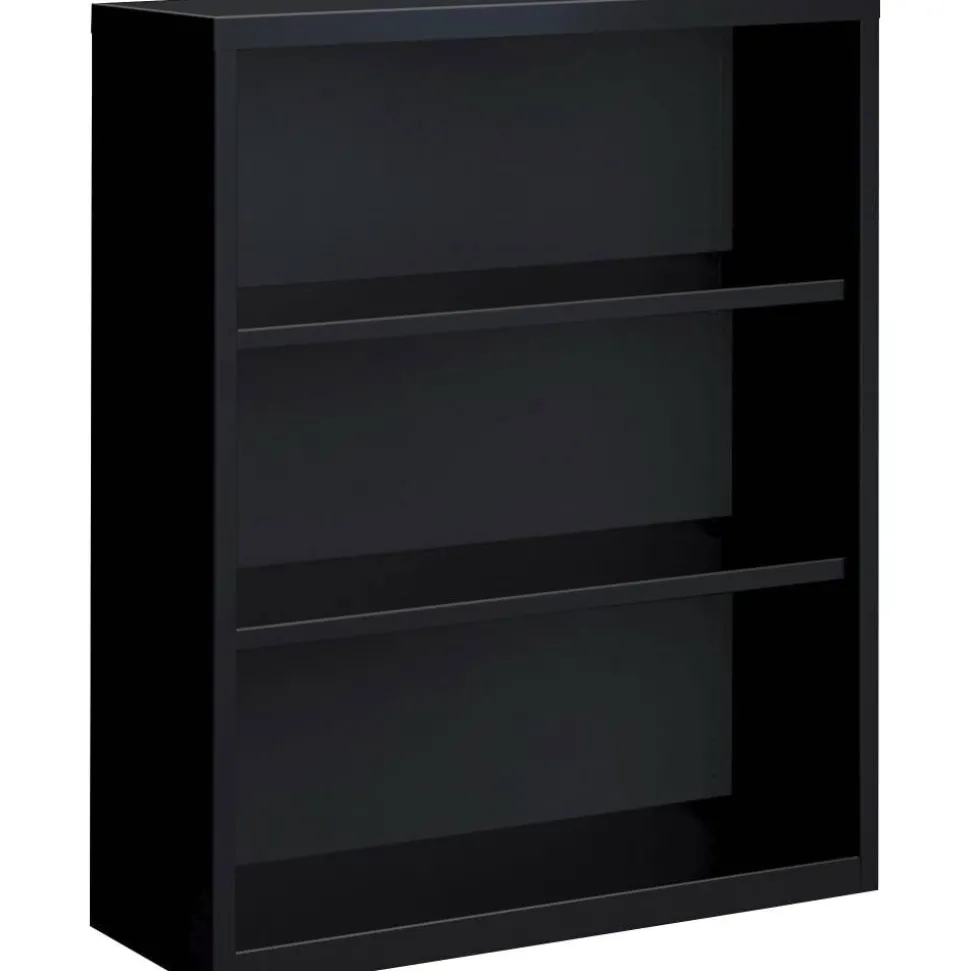 Lorell Fortress Series Steel Modular Shelving Bookcase, 3-Shelf, 42"H x 34-1/2"W x 13"D, Black
