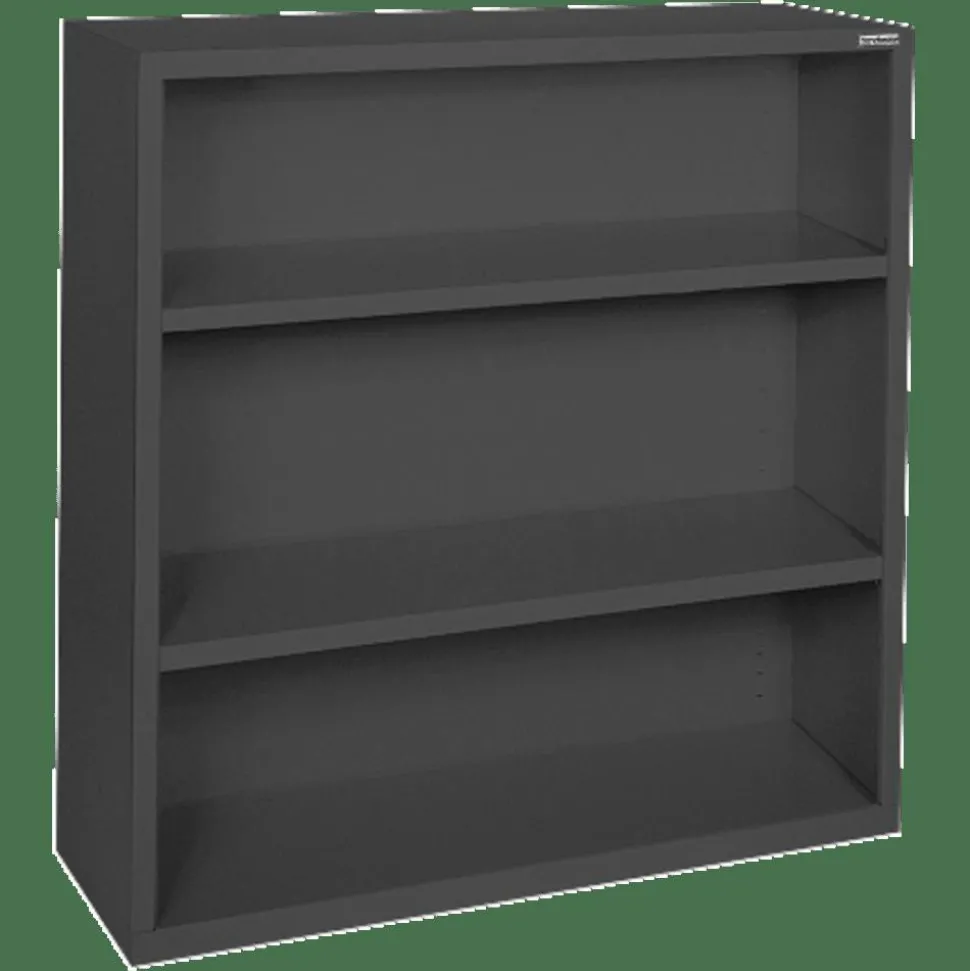 Lorell Fortress Series Steel Modular Shelving Bookcase, 3-Shelf, 42"H x 34-1/2"W x 13"D, Black