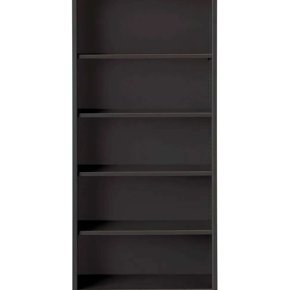 Lorell Fortress Series Steel Modular Shelving Bookcase, 5-Shelf, 72"H x 34-1/2"W x 13"D, Black