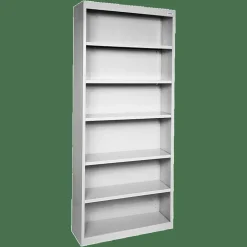 Lorell Fortress Series Steel Modular Shelving Bookcase, 6-Shelf, 82"H x 34-1/2"W x 13"D, Light Gray