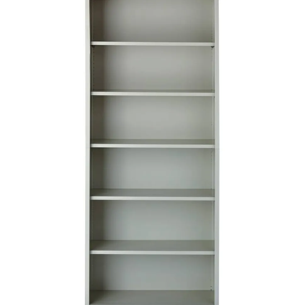 Lorell Fortress Series Steel Modular Shelving Bookcase, 6-Shelf, 82"H x 34-1/2"W x 13"D, Light Gray
