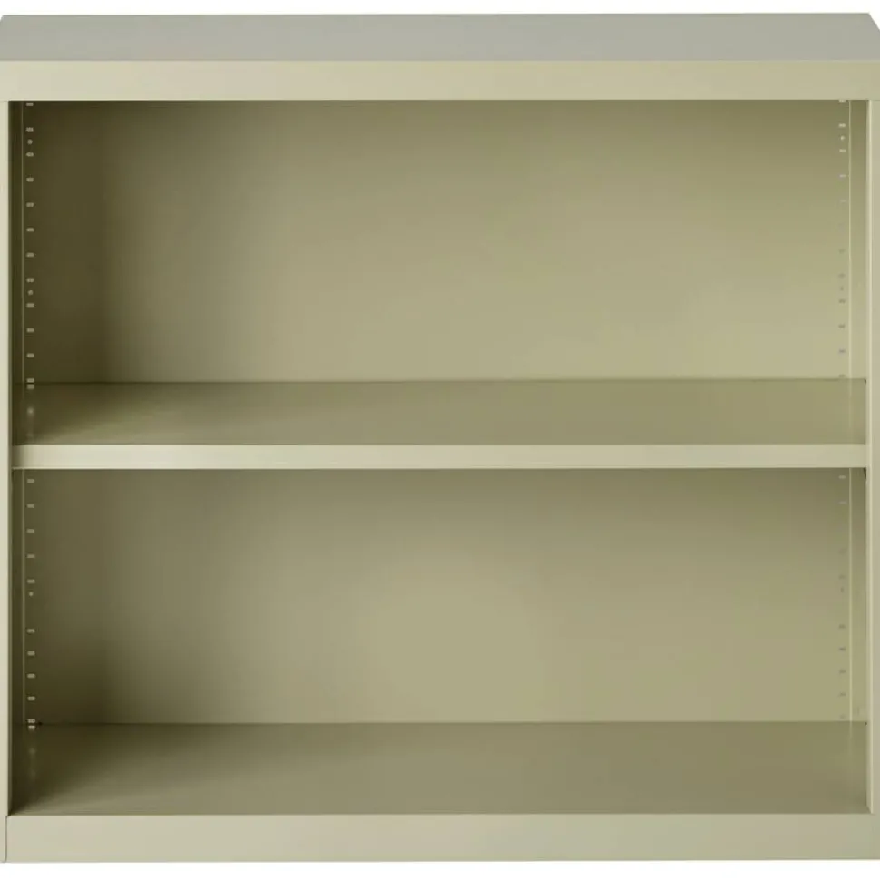 Lorell Fortress Series Steel Modular Shelving Bookcase, 2-Shelf, 30"H x 34-1/2"W x 13"D, Putty