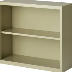 Lorell Fortress Series Steel Modular Shelving Bookcase, 2-Shelf, 30"H x 34-1/2"W x 13"D, Putty
