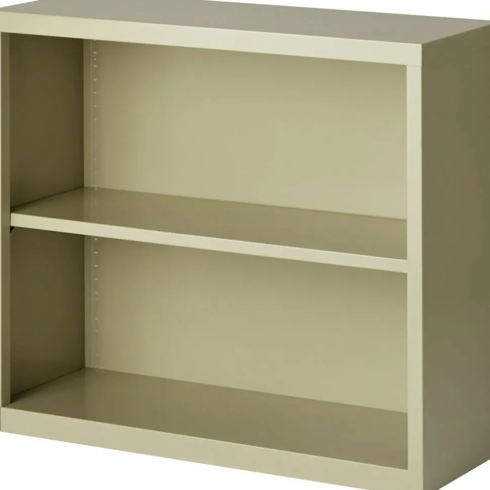 Lorell Fortress Series Steel Modular Shelving Bookcase, 2-Shelf, 30"H x 34-1/2"W x 13"D, Putty