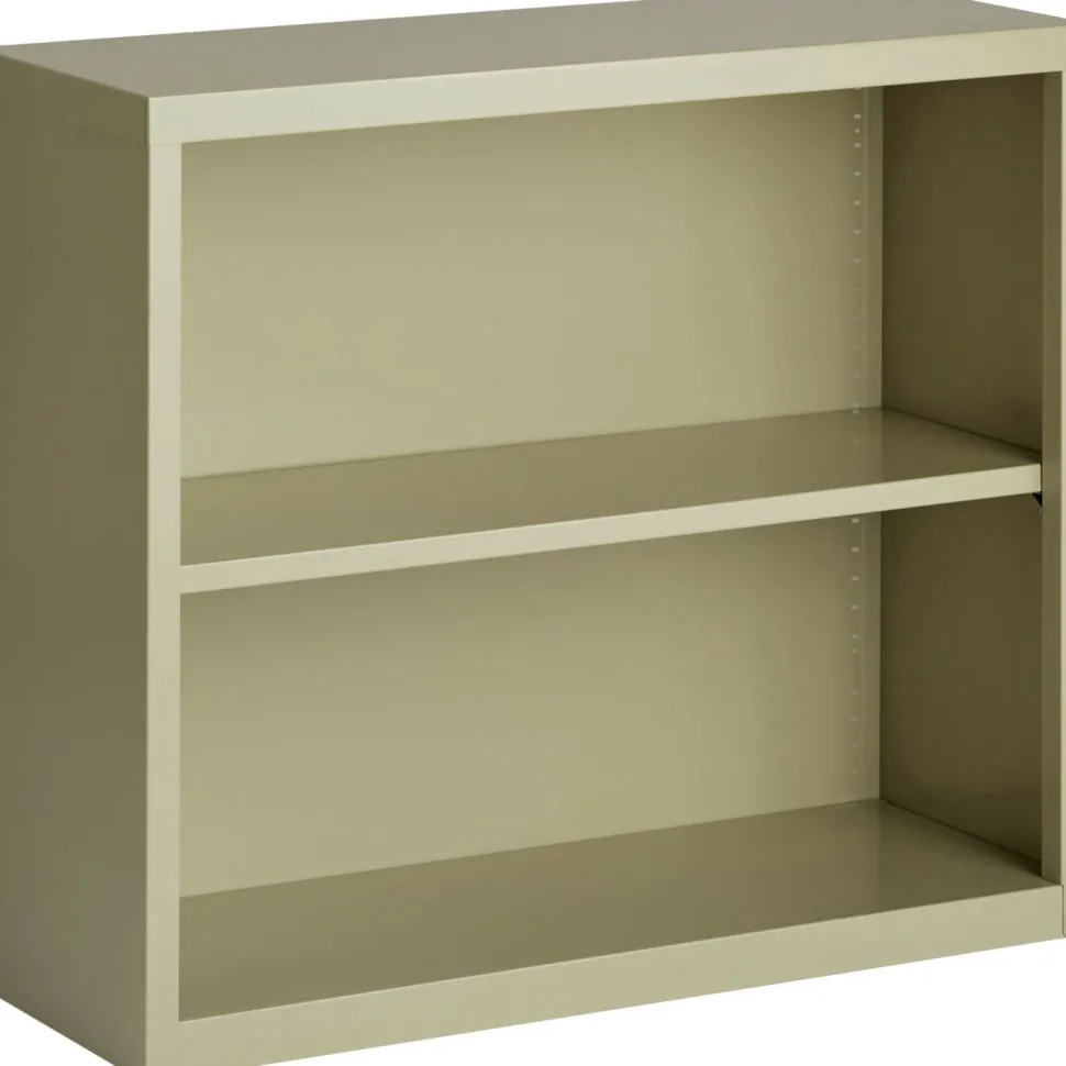 Lorell Fortress Series Steel Modular Shelving Bookcase, 2-Shelf, 30"H x 34-1/2"W x 13"D, Putty
