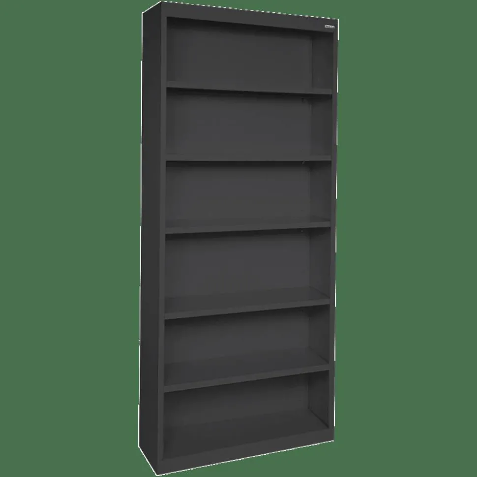 Lorell Fortress Series Steel Modular Shelving Bookcase, 6-Shelf, 82"H x 34-1/2"W x 13"D, Black