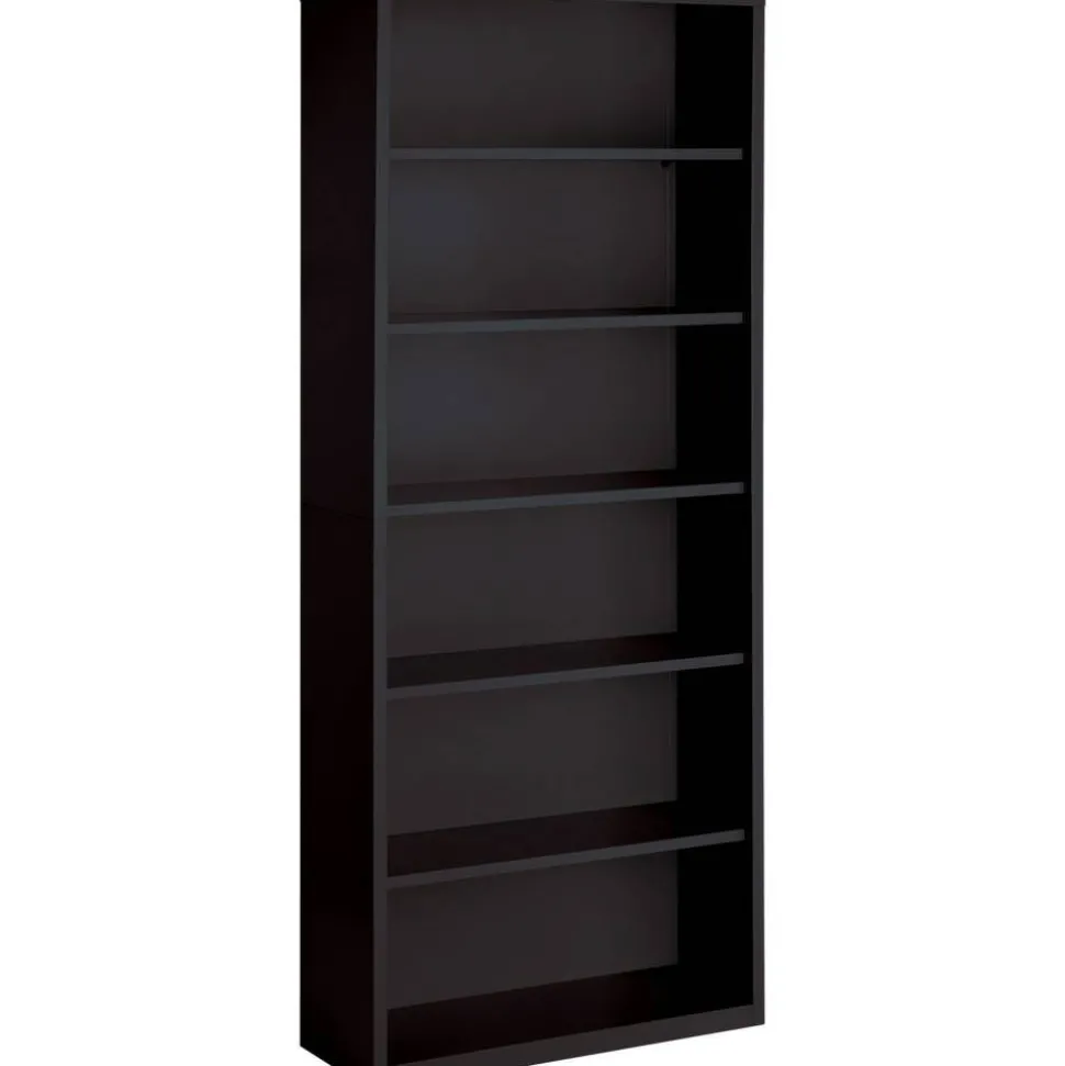 Lorell Fortress Series Steel Modular Shelving Bookcase, 6-Shelf, 82"H x 34-1/2"W x 13"D, Black