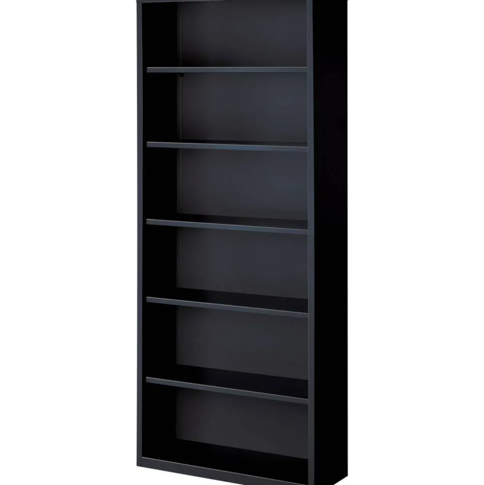 Lorell Fortress Series Steel Modular Shelving Bookcase, 6-Shelf, 82"H x 34-1/2"W x 13"D, Black
