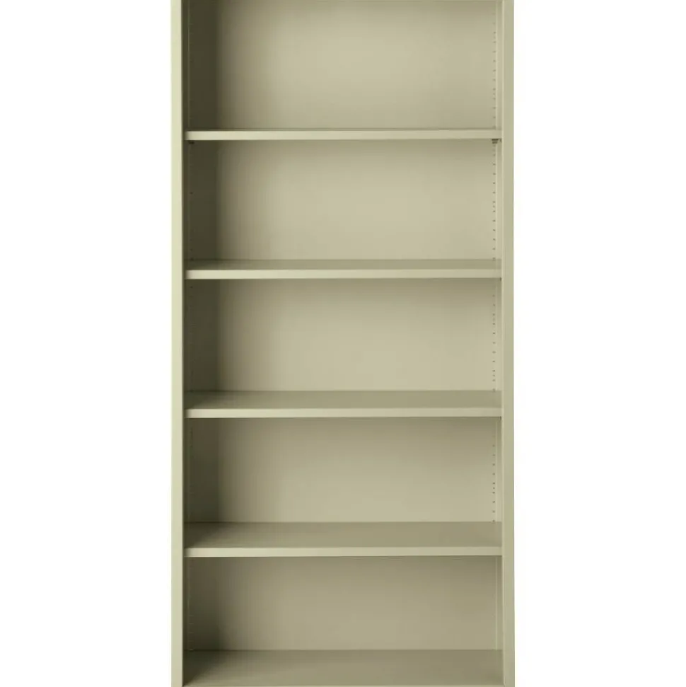 Lorell Fortress Series Steel Modular Shelving Bookcase, 5-Shelf, 72"H x 34-1/2"W x 13"D, Putty