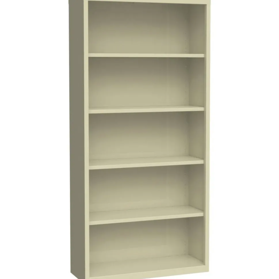 Lorell Fortress Series Steel Modular Shelving Bookcase, 5-Shelf, 72"H x 34-1/2"W x 13"D, Putty