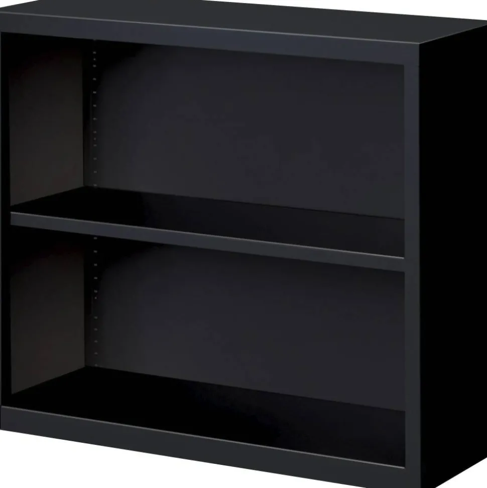 Lorell Fortress Series Steel Modular Shelving Bookcase, 2-Shelf, 30"H x 34-1/2"W x 13"D, Black