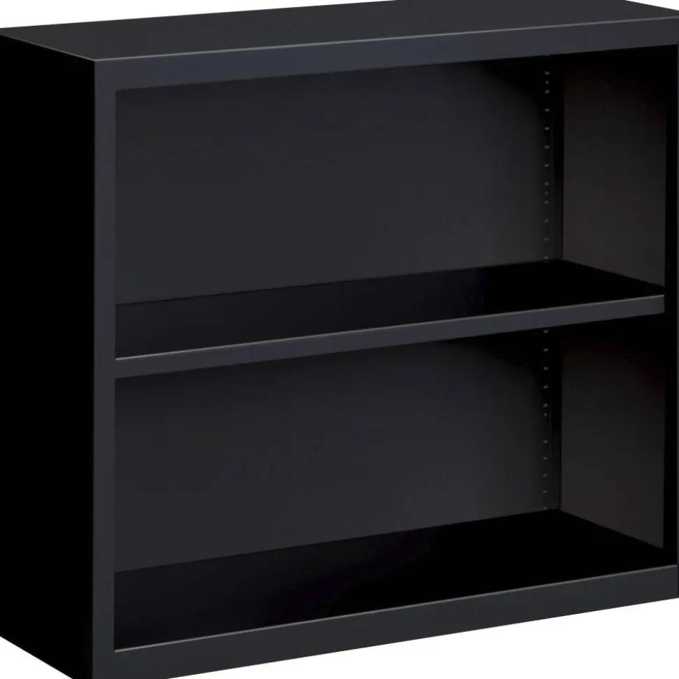 Lorell Fortress Series Steel Modular Shelving Bookcase, 2-Shelf, 30"H x 34-1/2"W x 13"D, Black