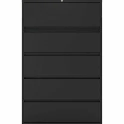 Lorell Fortress 42"W x 18-5/8"D Lateral 5-Drawer File Cabinet, Black