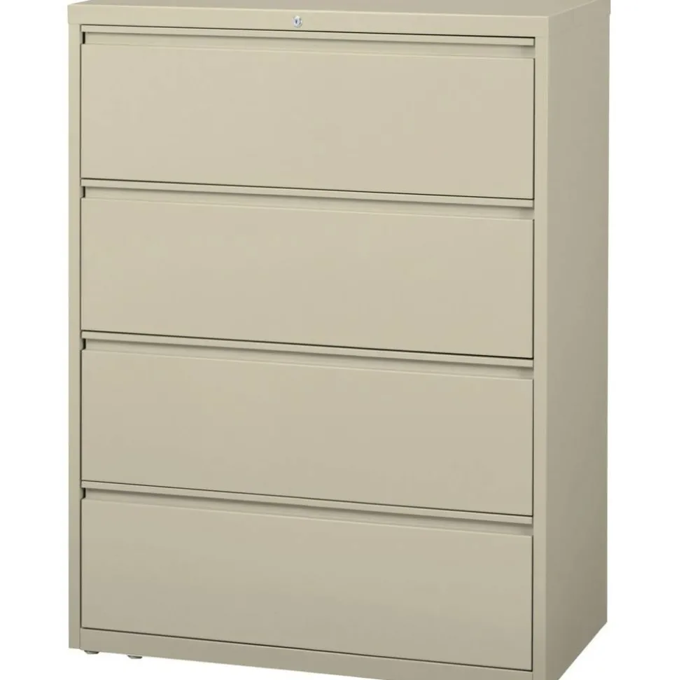 Lorell Fortress 42"W x 18-5/8"D Lateral 4-Drawer File Cabinet, Putty