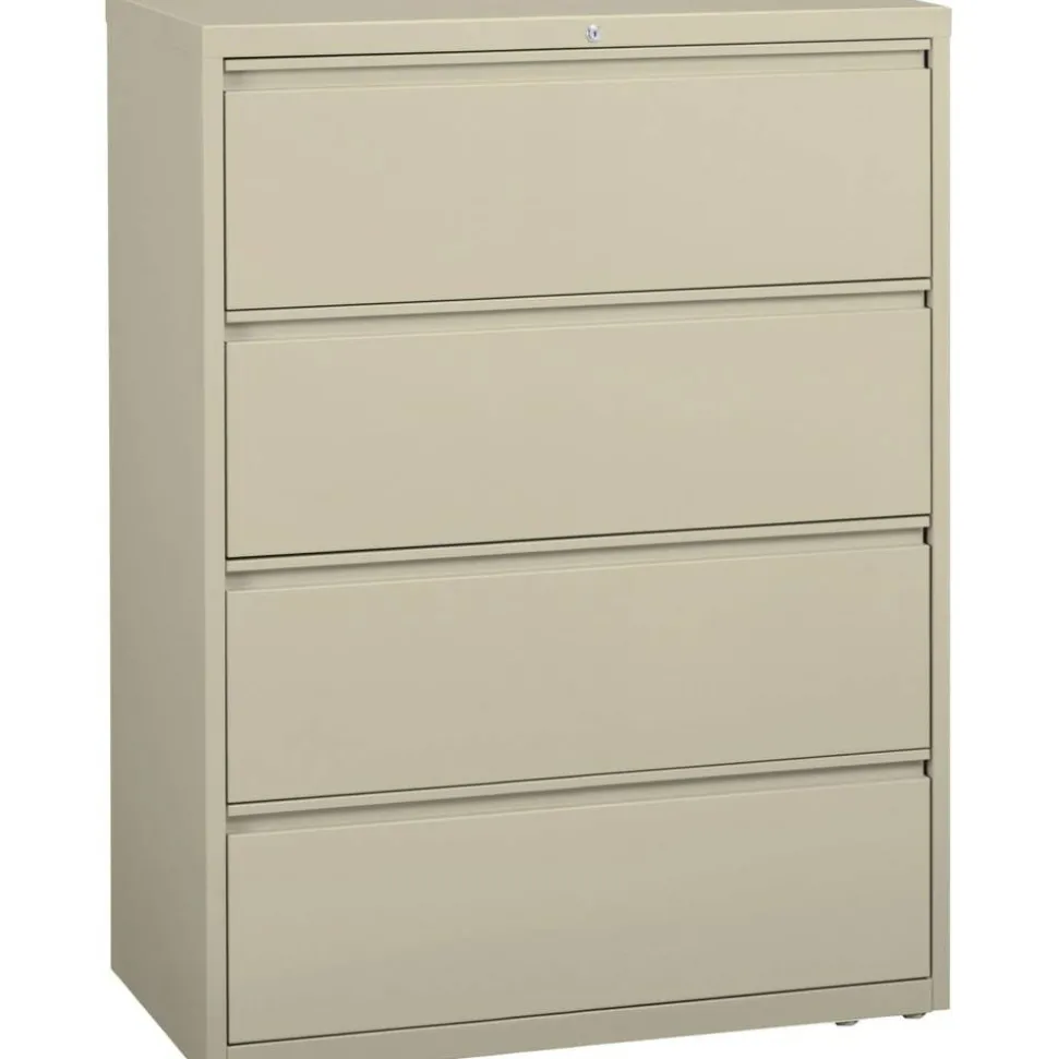 Lorell Fortress 42"W x 18-5/8"D Lateral 4-Drawer File Cabinet, Putty