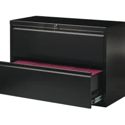 Lorell Fortress 42"W x 18-5/8"D Lateral 2-Drawer File Cabinet, Black
