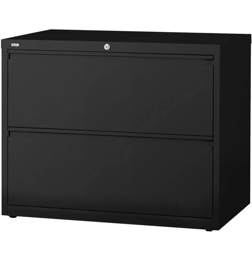 Lorell Fortress 42"W x 18-5/8"D Lateral 2-Drawer File Cabinet, Black