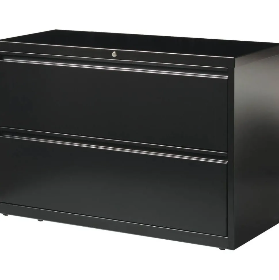 Lorell Fortress 42"W x 18-5/8"D Lateral 2-Drawer File Cabinet, Black