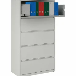 Lorell Fortress 36"W x 18-5/8"D Lateral 5-Drawer File Cabinet, Light Gray