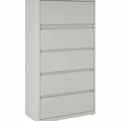 Lorell Fortress 36"W x 18-5/8"D Lateral 5-Drawer File Cabinet, Light Gray
