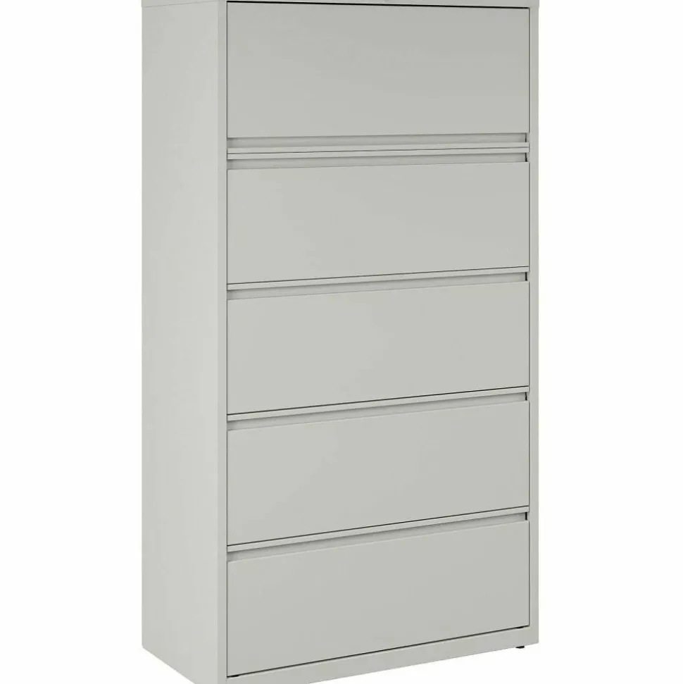 Lorell Fortress 36"W x 18-5/8"D Lateral 5-Drawer File Cabinet, Light Gray