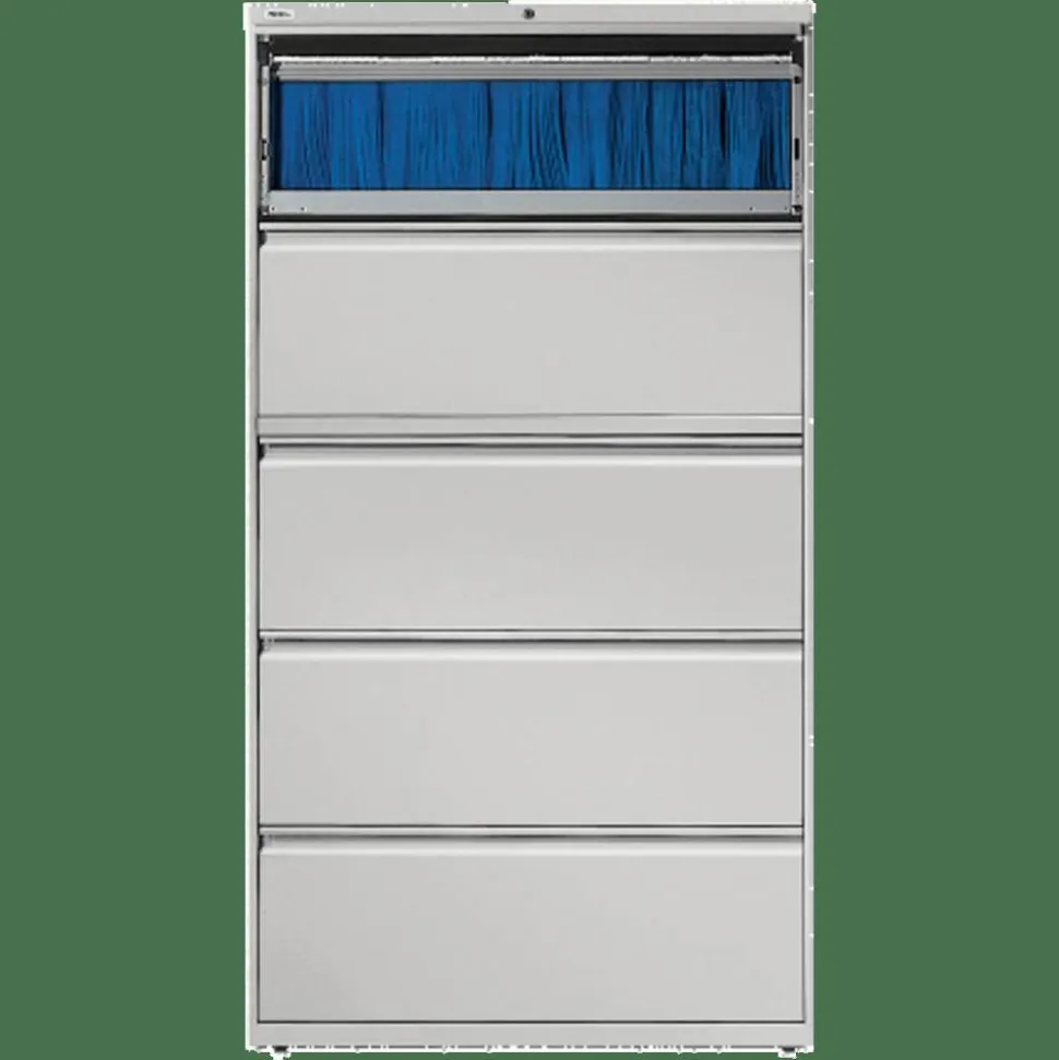 Lorell Fortress 36"W x 18-5/8"D Lateral 5-Drawer File Cabinet, Light Gray