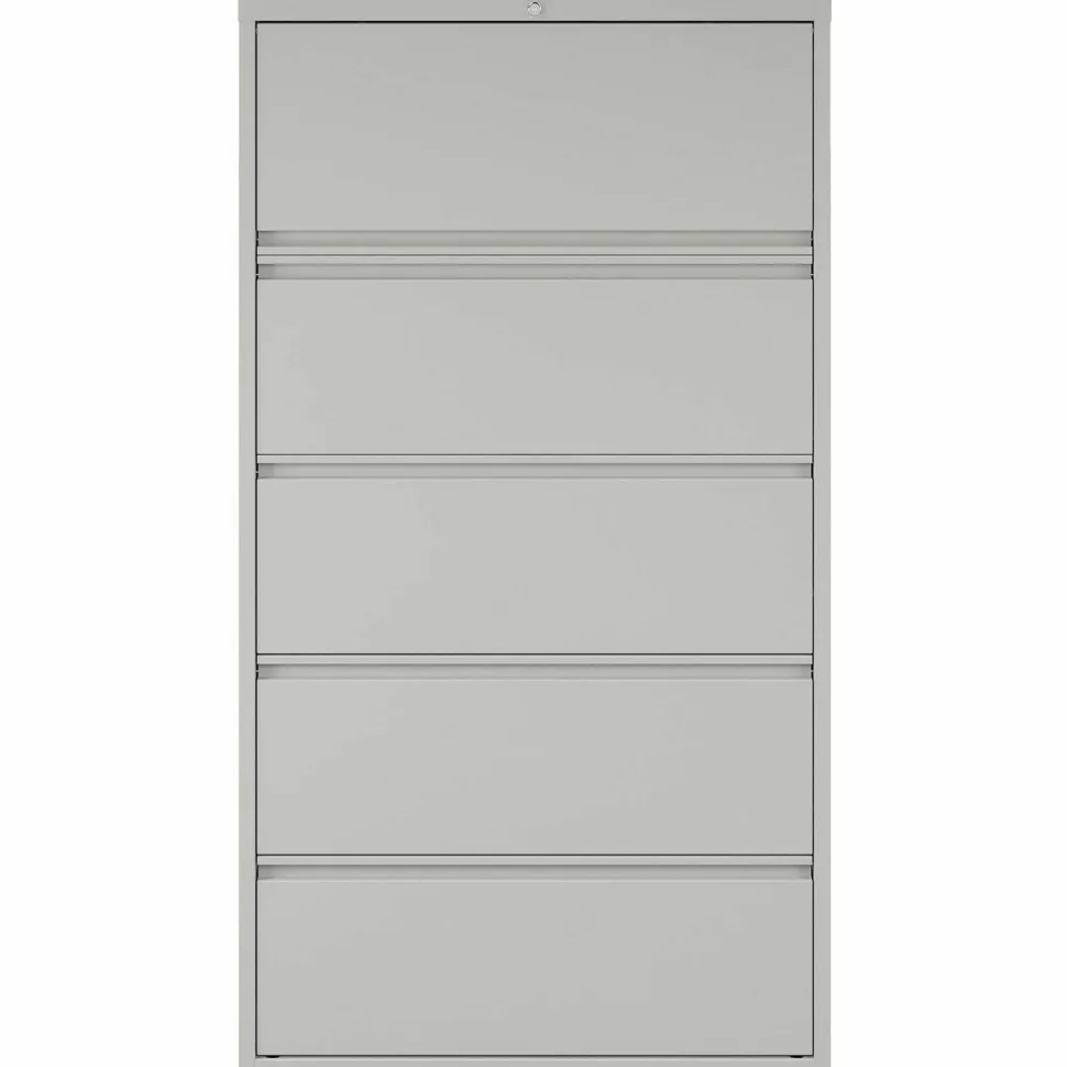 Lorell Fortress 36"W x 18-5/8"D Lateral 5-Drawer File Cabinet, Light Gray