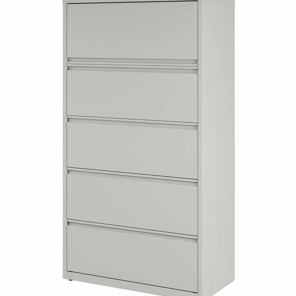 Lorell Fortress 36"W x 18-5/8"D Lateral 5-Drawer File Cabinet, Light Gray
