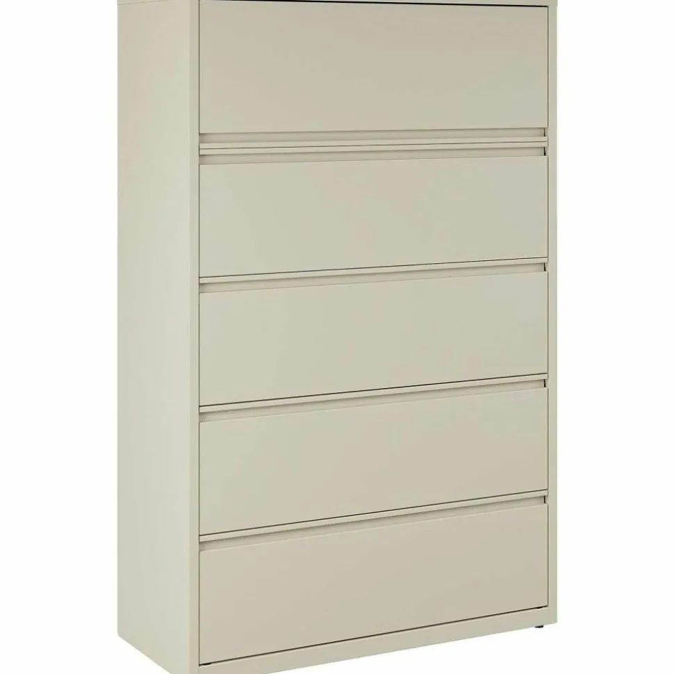 Lorell Fortress 42"W x 18-5/8"D Lateral 5-Drawer File Cabinet, Putty