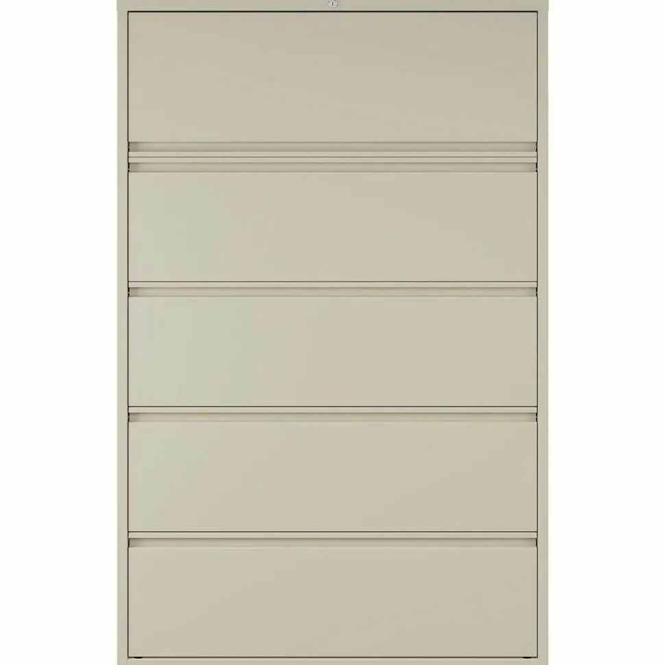 Lorell Fortress 42"W x 18-5/8"D Lateral 5-Drawer File Cabinet, Putty