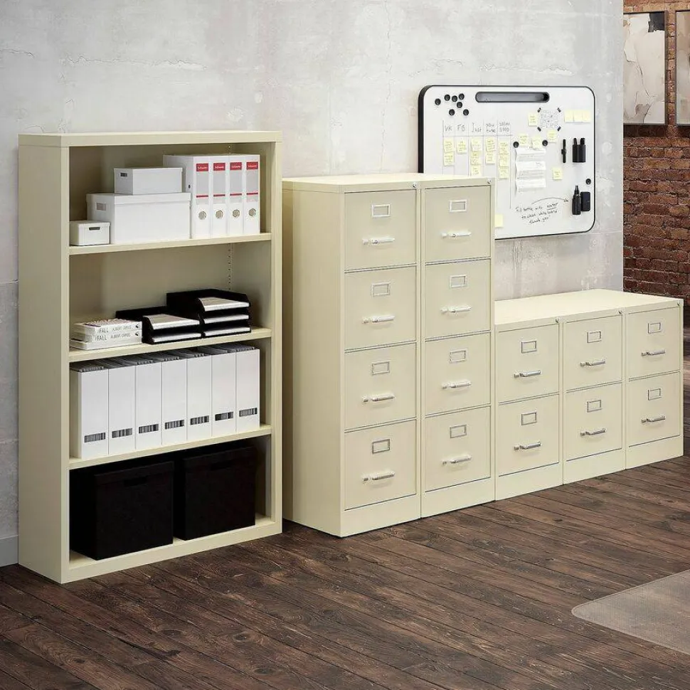 Lorell Fortress 42"W x 18-5/8"D Lateral 5-Drawer File Cabinet, Putty