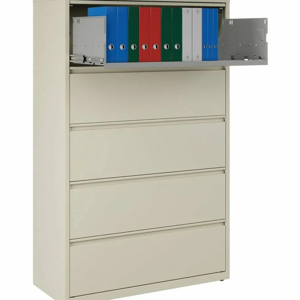 Lorell Fortress 42"W x 18-5/8"D Lateral 5-Drawer File Cabinet, Putty