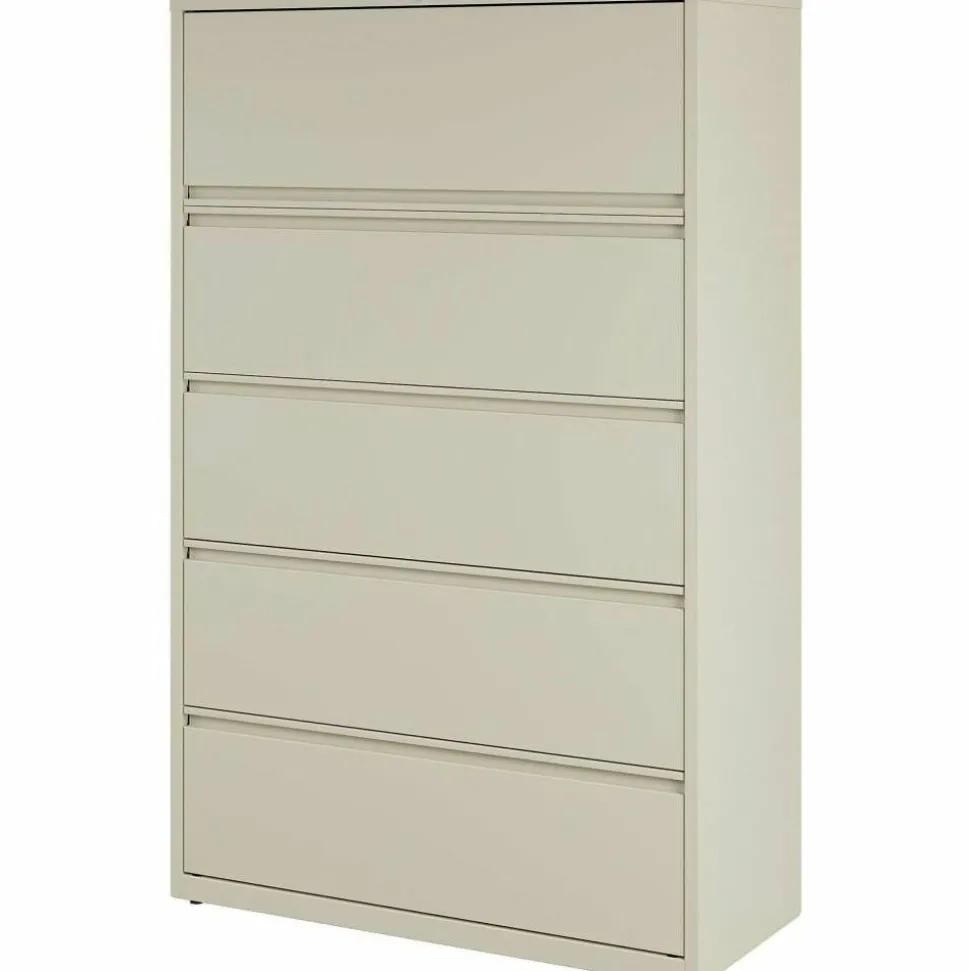 Lorell Fortress 42"W x 18-5/8"D Lateral 5-Drawer File Cabinet, Putty